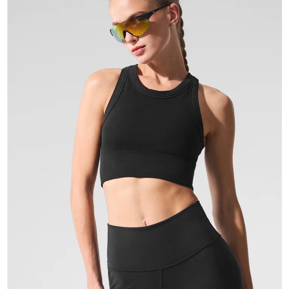 ALO Yoga Black Fitted Crop Top